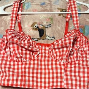 Colsie Red Gingham Corset Top
